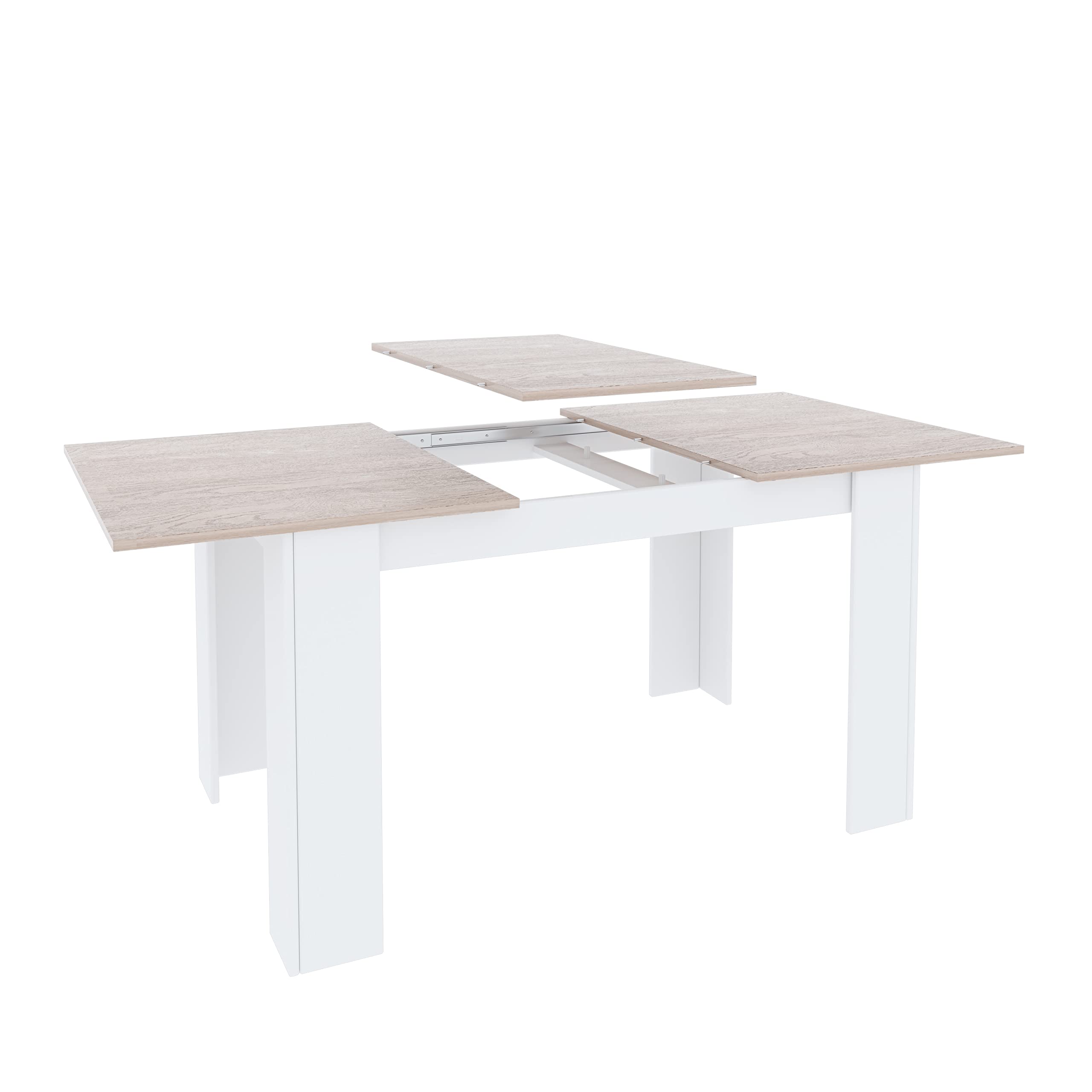 Arreditaly Tavolo Da Pranzo Allungabile Fino a 190 cm In Legno Toledo Tavolino Consolle Estensibile Salotto Salone Sala Pranzo Design Moderno Elegante 190 x 78 x 90 cm Colore Bianco E Rovere
