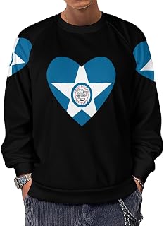 Flag of Houston Heart Adolescent Casual Loose And Comfortable Round Neck Sweater Letter Pullover