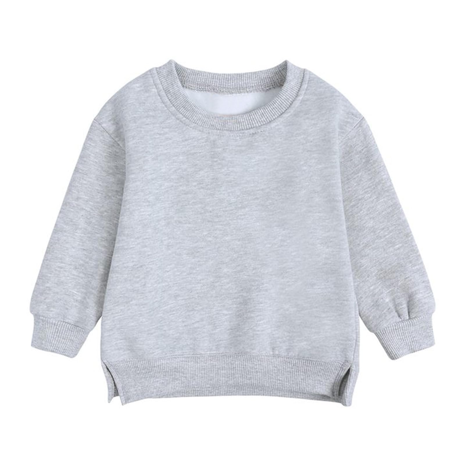 Generic Baby Boys Girls Fleece Sweatshirt Crewneck Solid Cotton Pullover Newborn Infant Warm Basic Sweatshirt Fall Winter Top
