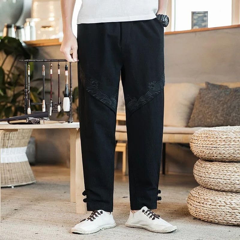 Pantalon sarouel d'été homme léger style chinois décontracté