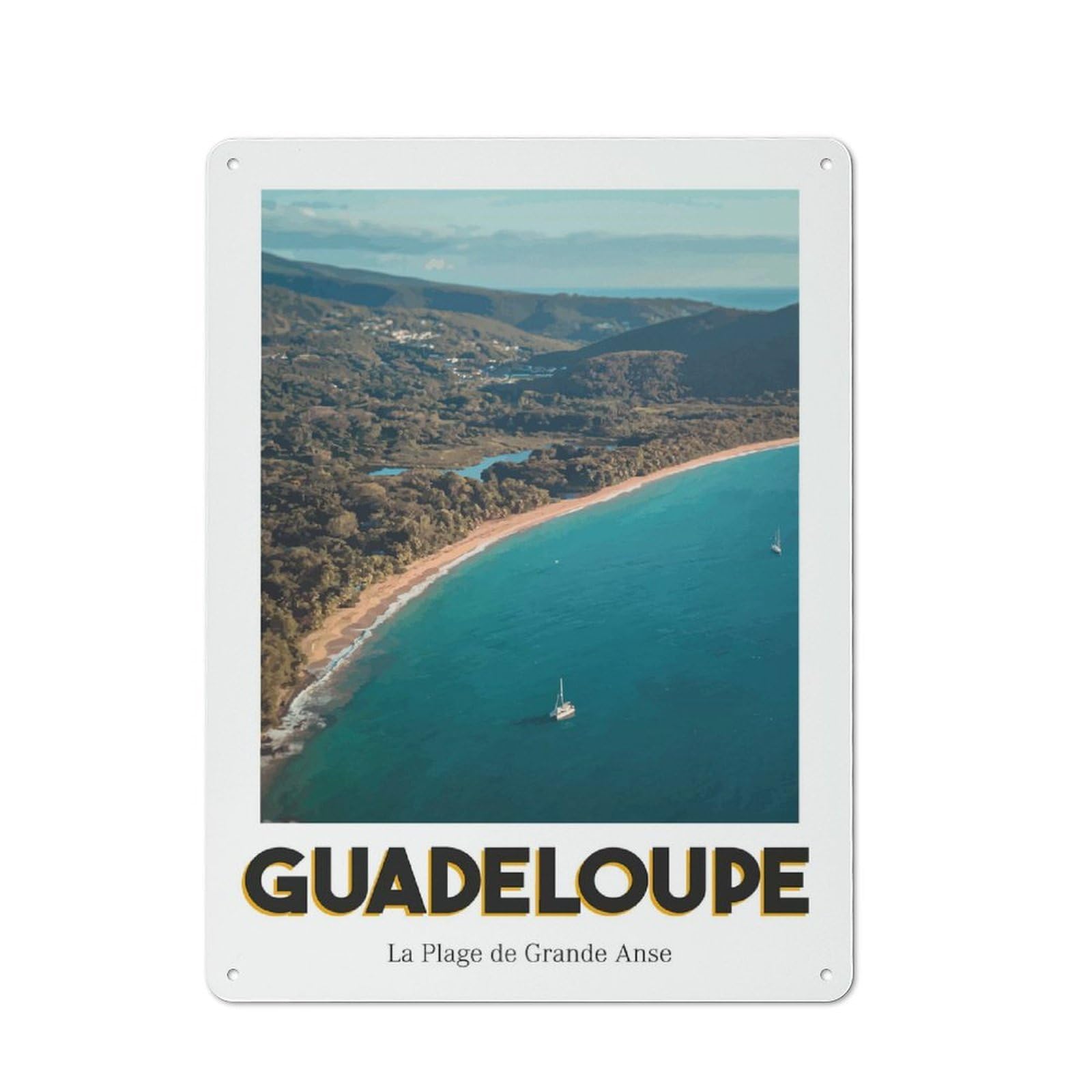 Junmoney Style-19 Retro-Style Tin Sign 40X30cm Featuring Plage De Grande Anse For Hallway Wall, For Garage, Workshop And Man Cave Decoration