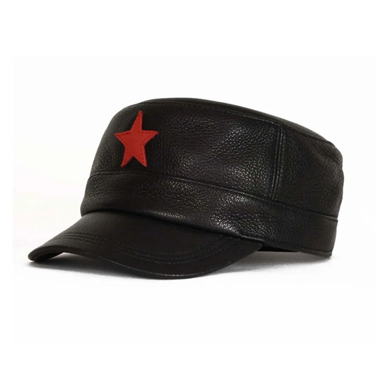 Gorra de béisbol de Cuero Genuino for Hombre, Primavera, Invierno, Ruso, cálido, Gorros con Pelo(Black 2#,Adjustable)
