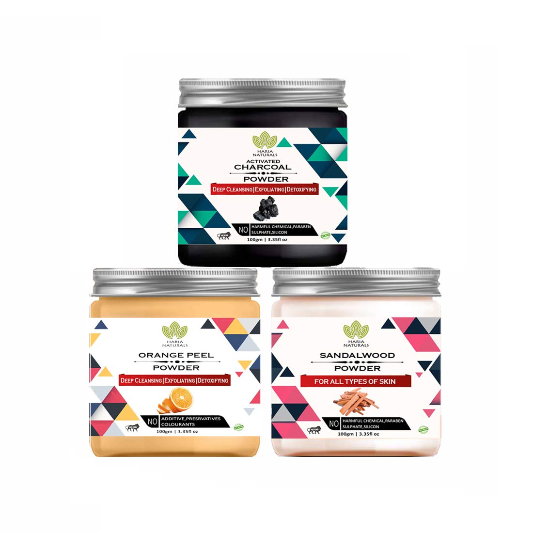 Haria Naturals 100% Pure & Naturals Charcoal Powder 100gm & Orange Peel Powder 100gm & Sandalwood Powder 100gm (Pack Of 3) 300GM-image-39