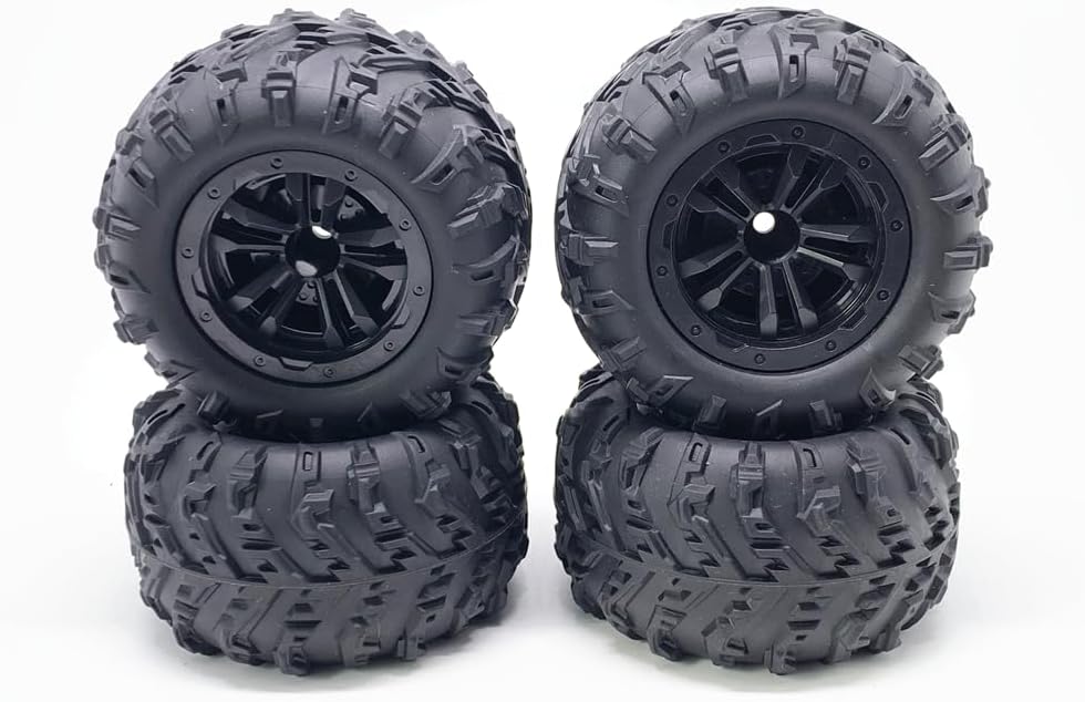 KingVal 4PCS Rubber Wheels Tires 85x47mm Hex 12mm RC Parts Compatible with WLtoys 144001 144002 144010 124016 124019, SCY 16101 16102 16201, MJX H16H H16E H16P RC Cars
