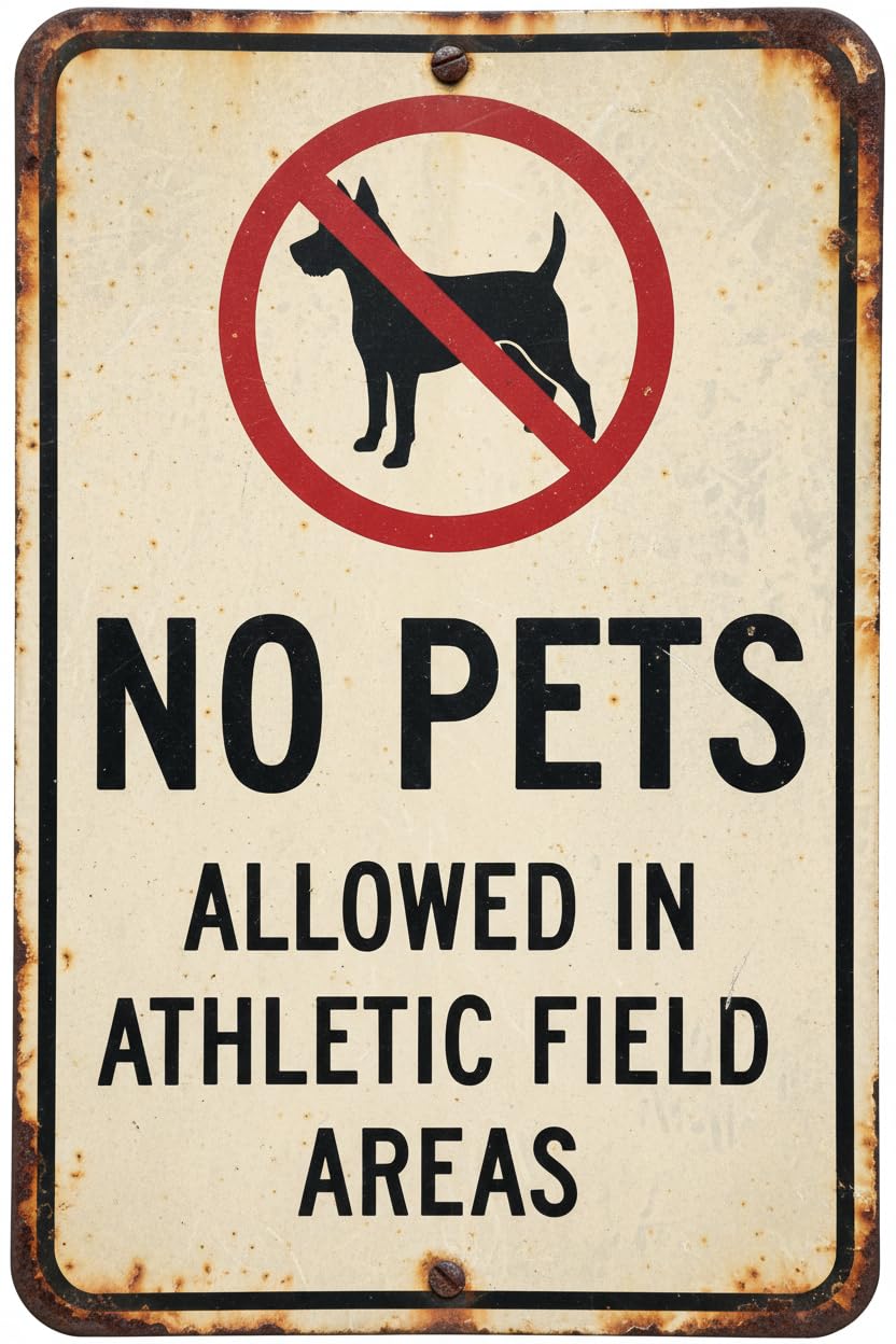 Wall Decor No Pets Allowed - Athletic Field Areas - School Sign Metal Sign 8 X 12 Inches Clear Signage For S, Fences Vintage Signs Aluminum Plates Printed