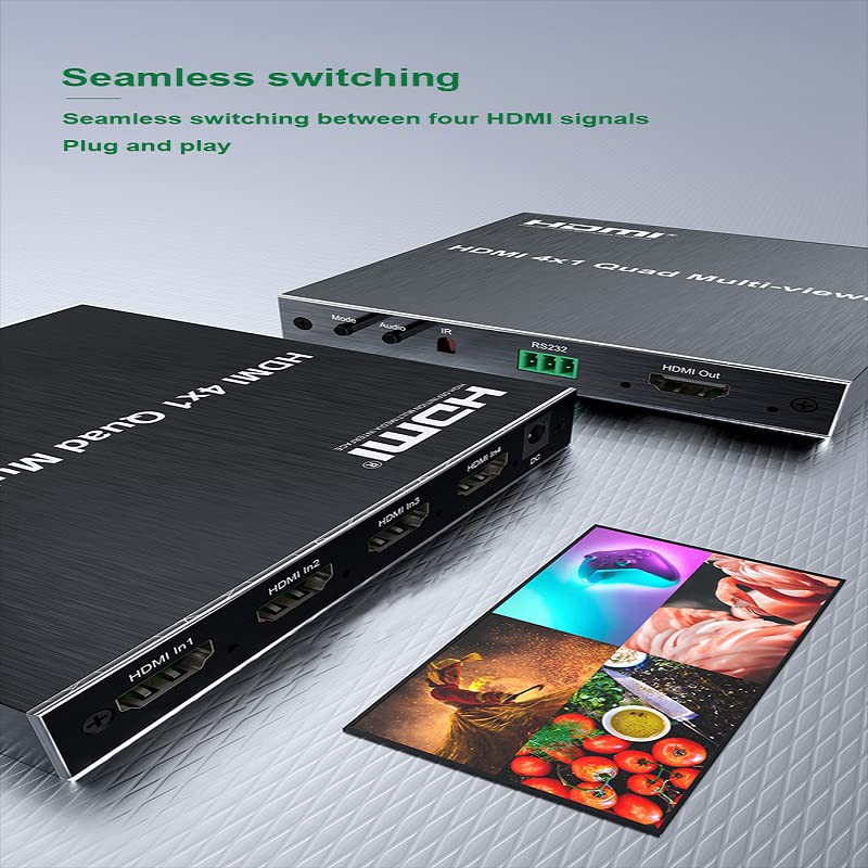 Image of MICROWARE 4X1 4 in 1 Out 1080P Hdmi Multiviewer Quad Screen Splitter Seamless Hdmi Switch Media Stre-Aming Device (Black)