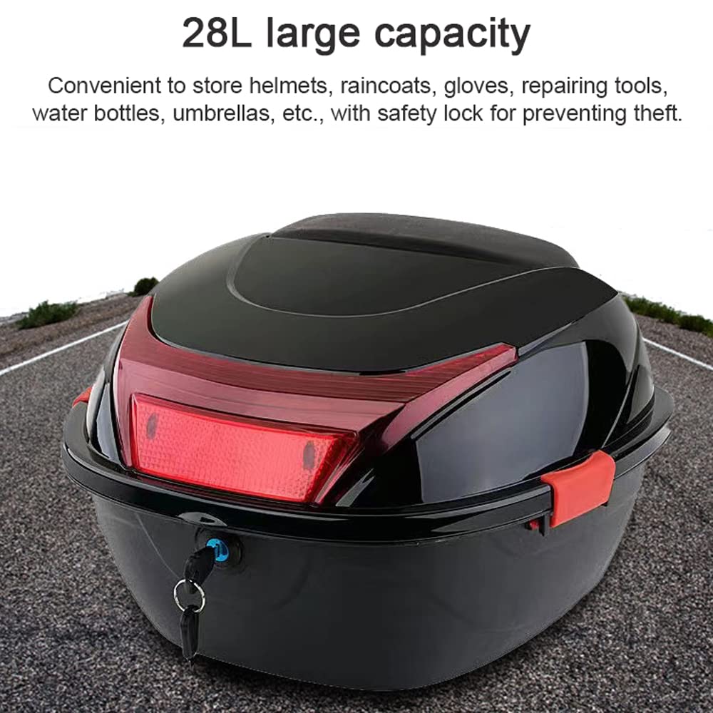 YUYTE Robusta Valigetta Posteriore per Moto da 28 Litri con Design Riflettente e Facile Installazione Guida (BLACK)