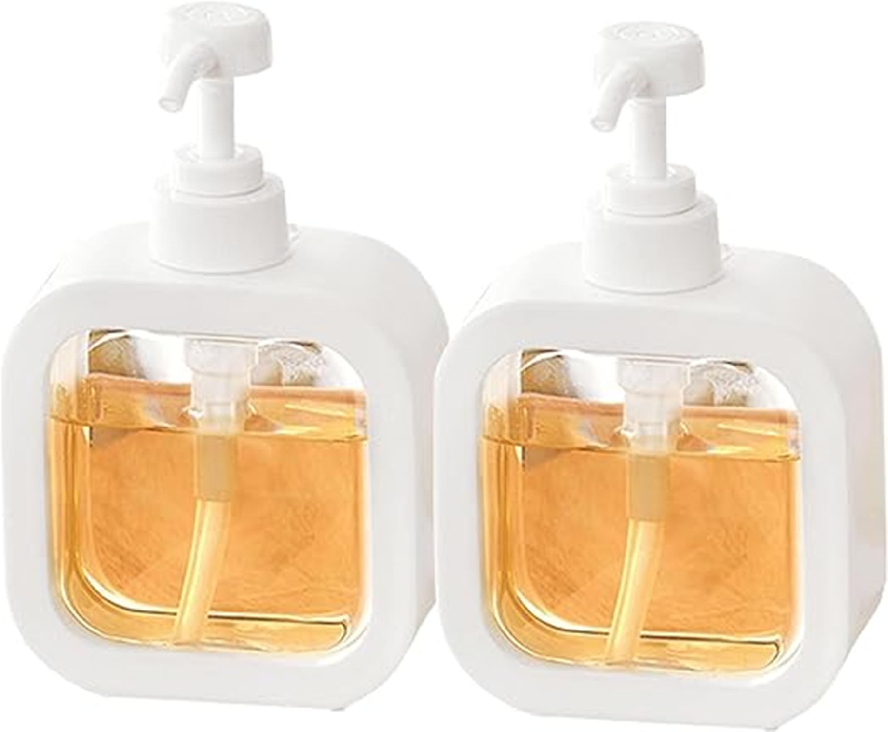 Soap Dispenser, 2 Pieces Plastic Liquid Soap Dispenser, Kitchen Soap Dispenser, Refillable Shower Dispenser, Shampoo and Body Wash Dispenser (500 ml)