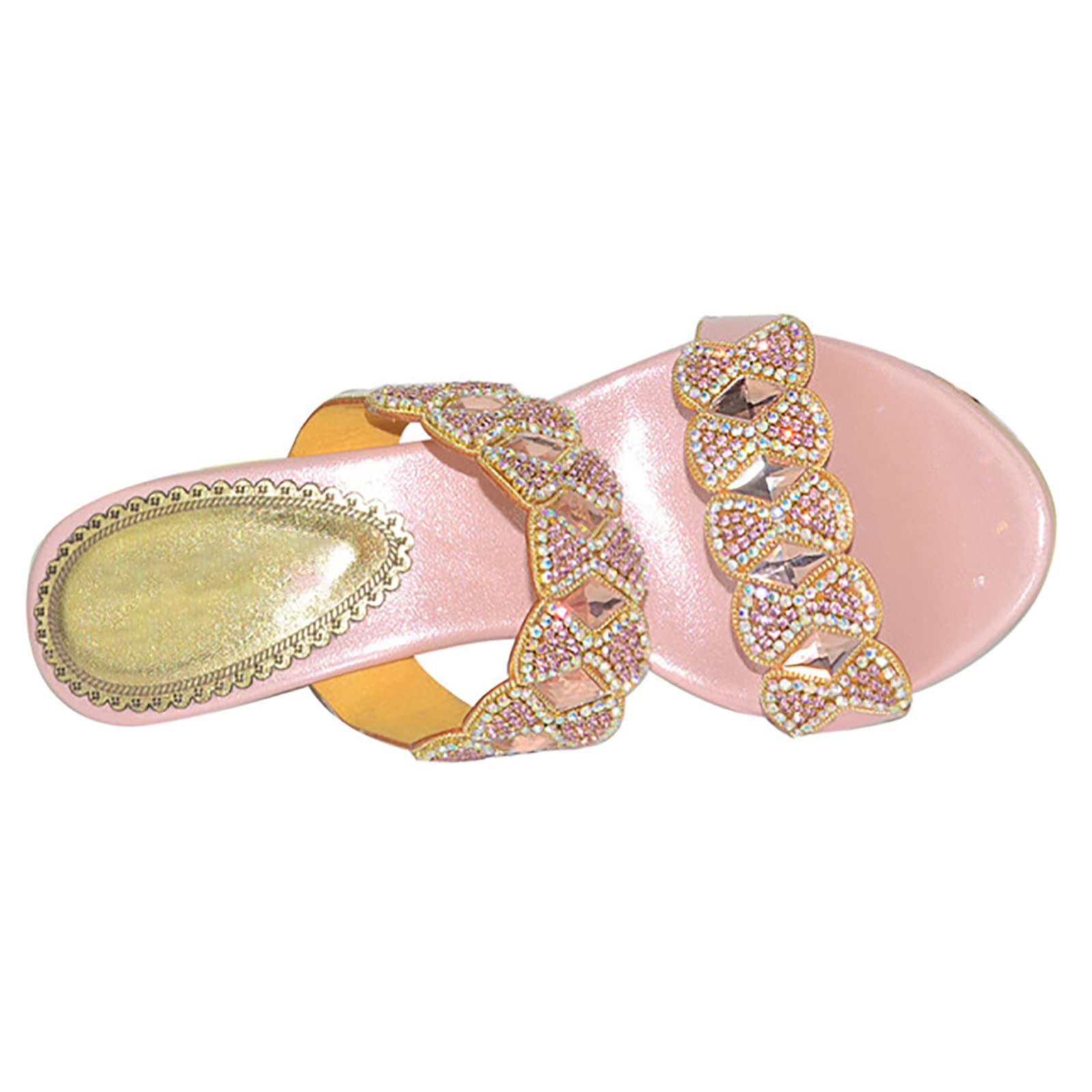 GXNRHG Zapatos de Mujer Verano Playa Rhinestone Vestido Sandalias Cómodo Gladiador Bohemia Slip On Tacones Altos Sandalias Zapatos