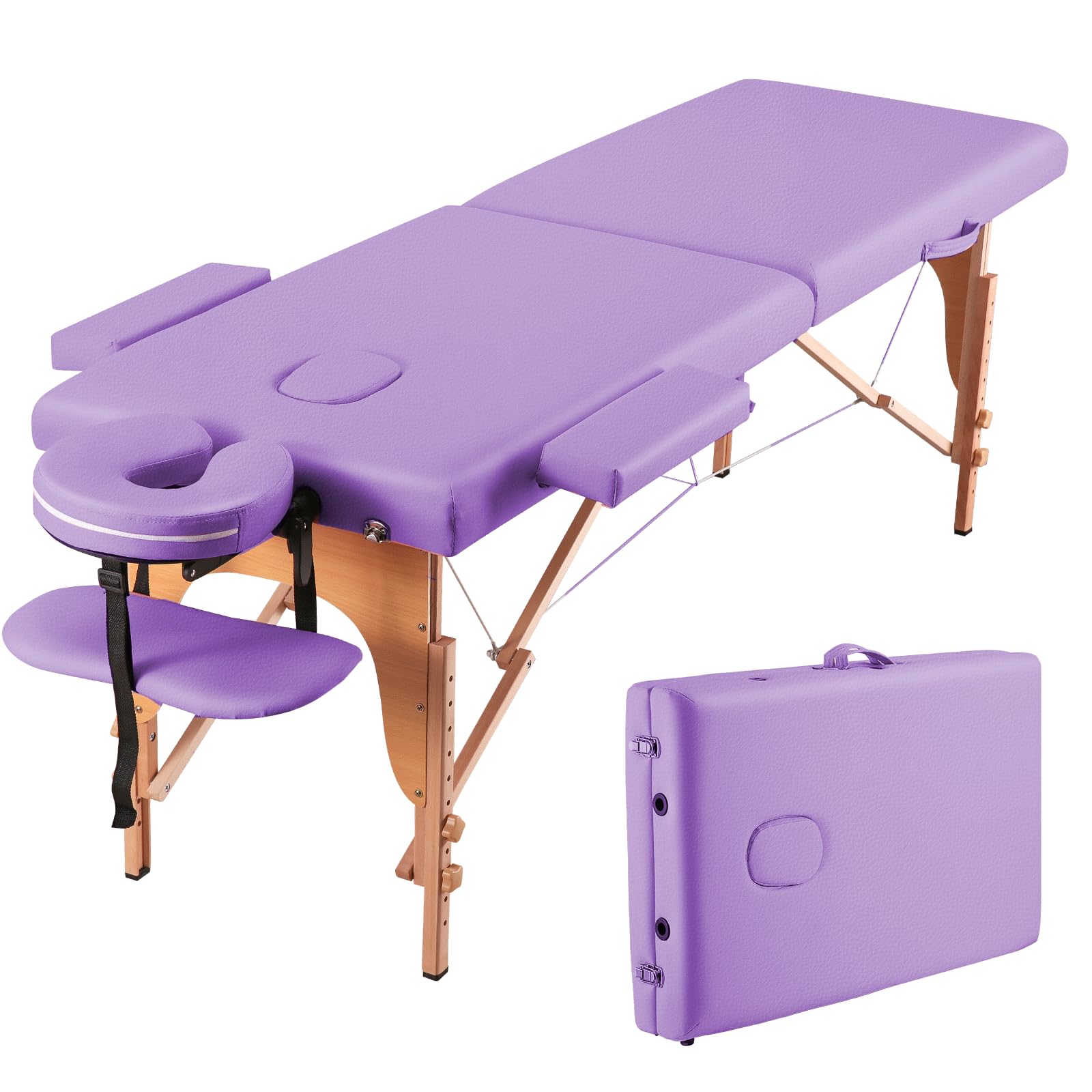 BODIOO De masaje portátil, plegable, cama de pestañas, cama facial, mesa de tatuaje, altura regulable con accesorios y bolsa de transporte