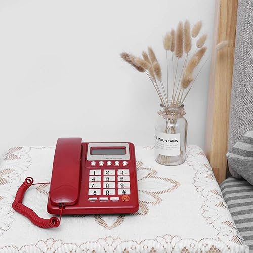 Miniatura 7 de KX T8001 Teléfono con cable, ABS rojo con cable Teléfono con cable de doble modo Teléfono de escritorio Teléfono fijo Teléfono fijo con