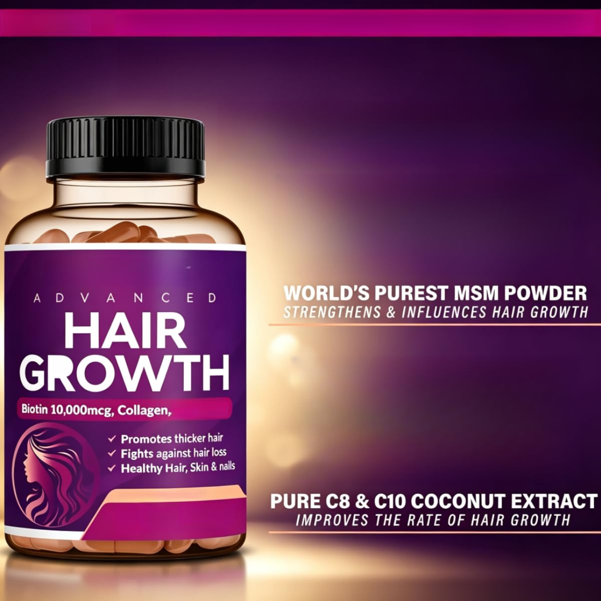 Supporto per la cura dei capelli -Supporta il mantenimento di capelli sani. | Migliora la tenacità dei capelli; sostiene capelli, pelle e unghie; promuove un ambiente sano del cuoio capelluto.