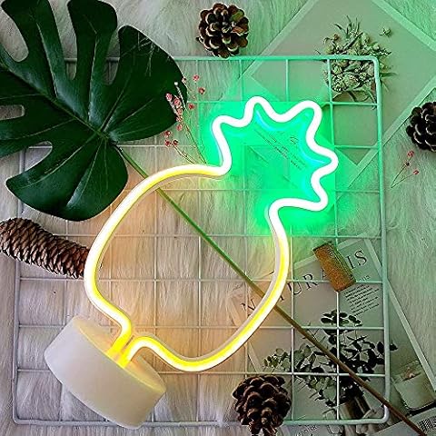 Luz nocturna de neón decorativa en forma de piña GUOCHENG con pedestal Cover