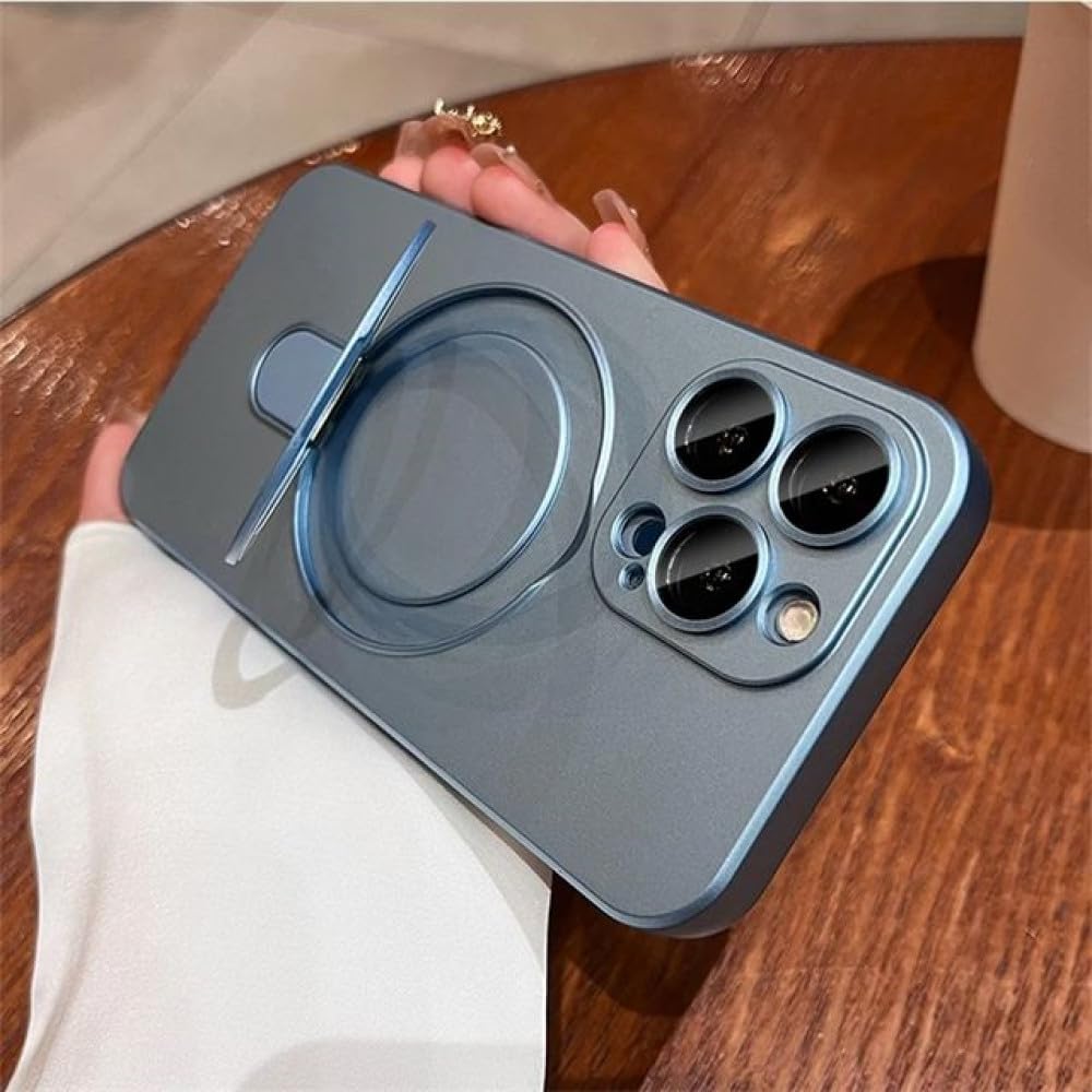 Étui de support magnétique mat de luxe pour iPhone 12 Pro Max bleu sierra - 5