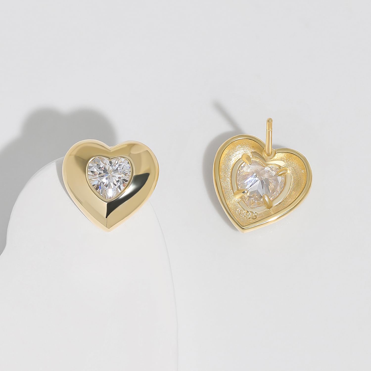 Meissa Orecchini argento 925 donna Orecchini cuore con zirconi placcati oro Orecchini anallergici Gioielli d'autunno Regalo ragazze adolescenti, Oro