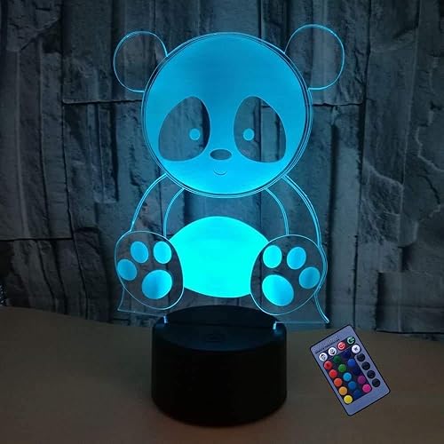 Ilusión óptica 3D Panda luz nocturna 16 colores cambiantes USB Power Control remoto interruptor táctil decoración lámpara LED mesa escritorio lámpara