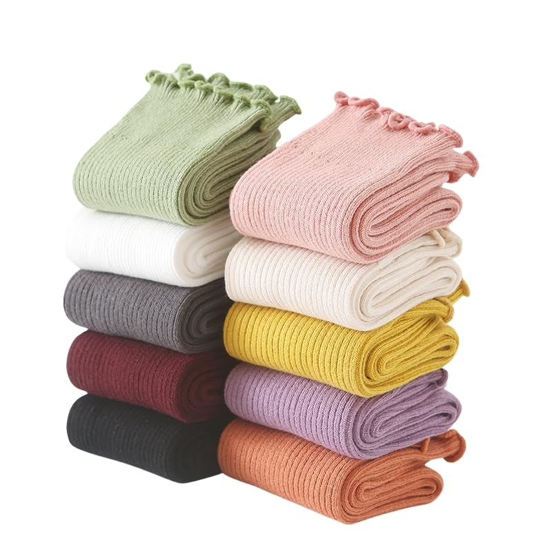 Gellwhu Ruffle Cute Frilly Socks for Women Girl Neutral Aesthetic Boot Slouch Cotton Crew Socks Lettuce Trim Fashion2