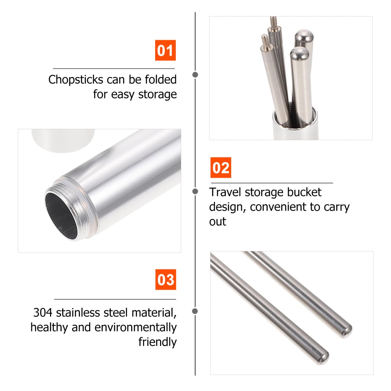 SHOWERORO 1 Set faltbare Essstäbchen Reiseutensilien mit Koffer Camping Essstäbchen Tragbares Utensilienetui Reise Camping Besteck Wiederverwendbar Metall Essstäbchen 304 Edelstahl Student Koreanisch