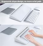 Varhomax Tableau blanc en verre effaçable à sec, tableau blanc de bureau pour liste de tâches, mémo et bloc-notes pour accessoires de bureau à domicile et d'école avec rangement pour support de clavier d'ordinateur (blanc)