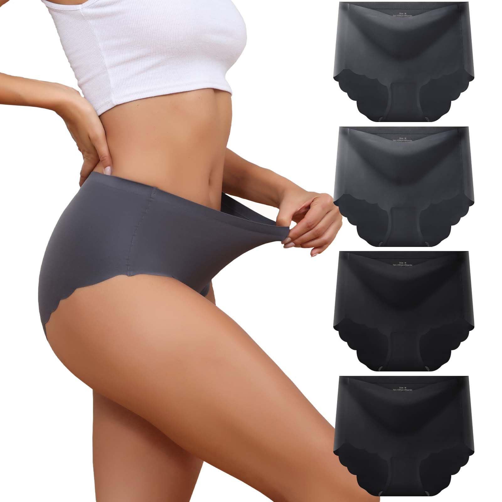 Dumwis Unterhosen Damen,Seamless Slips Damen Unterwäsche Frauen,High Waist Nahtlose Panties,Mehrpack 4Er Pack Hipster Bequeme Ohne Abzeichnen Underwear Women,Damen Taillenslip sportunterwäsche