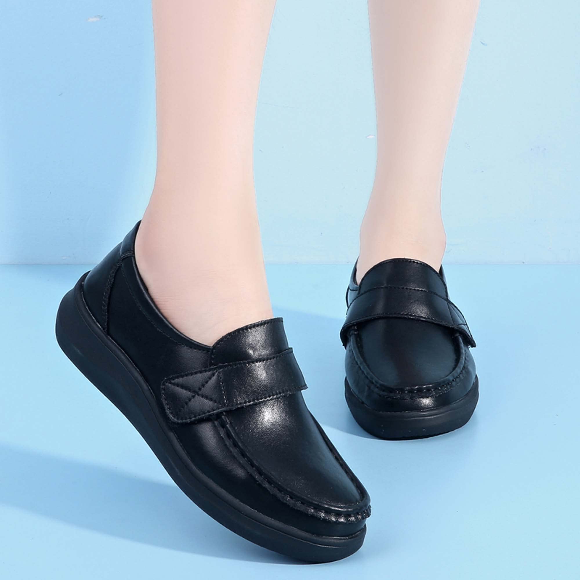 Zapatos de enfermera para mujer, zapatos de lactancia Zpatos para Trabajar en Restaurante de mujer, zapatos planos para mujer, Negro, H, 40.5 EU