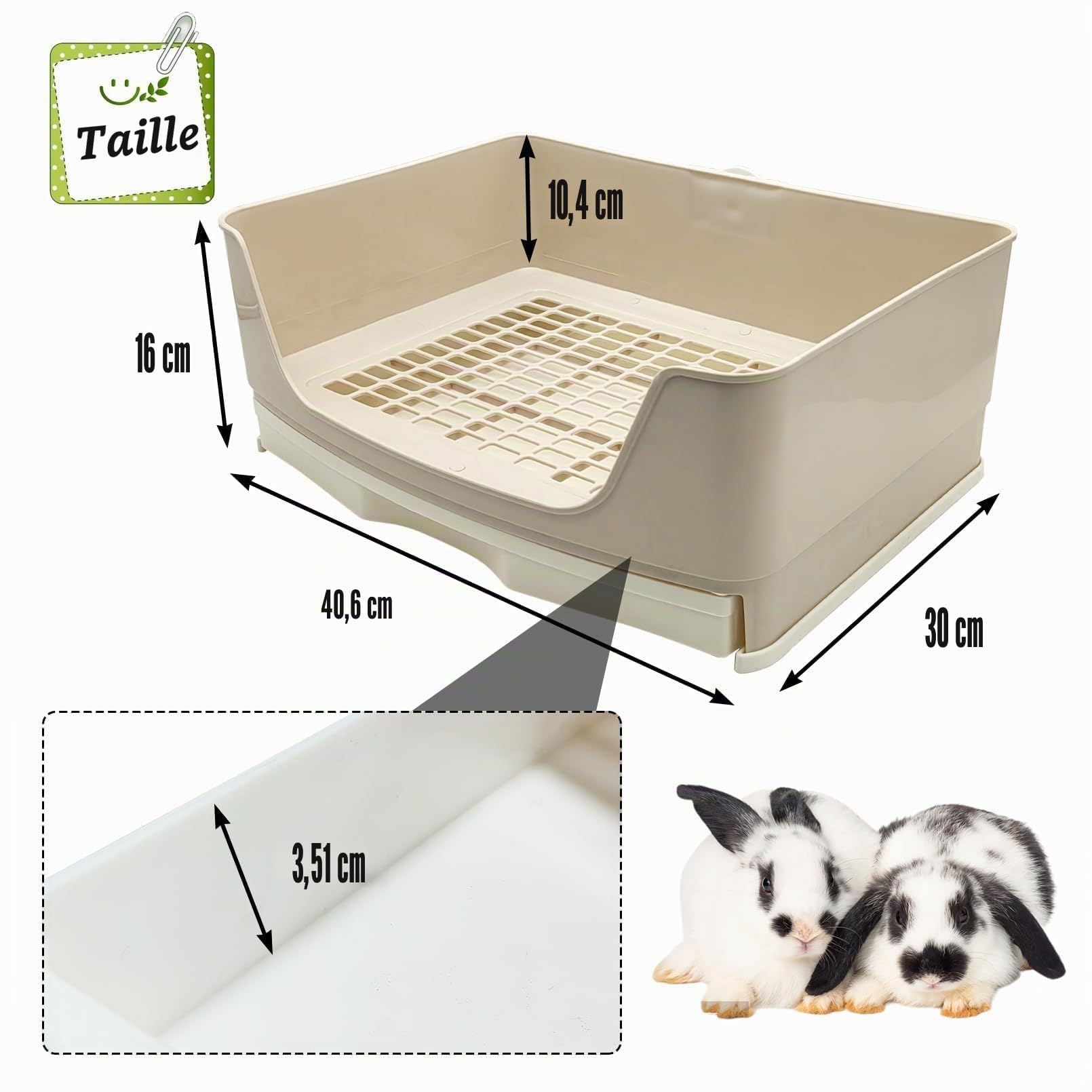 kathson Grand bac à litière pour Lapin, Toilettes d'angle avec tiroir pour Hamster, Cochon d'Inde, Furet, galesaur, Lapin et Autres Animaux (Marron)