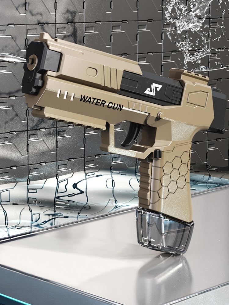 Water Gun of 2 pcs,Vercapm Accurate Bursts Squirt Guns Up to 32 FT Range, One-Button Powerful Squirt Guns for Kids (1, Khaki) Khaki 1