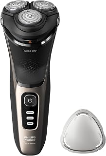 Philips Norelco Shaver 3000 Series S3242/90 Wet & Dry Rotary Shaver, 5D Flex Heads, 27 Self-Sharpening Blades, Travel Pouch, Ash Gold