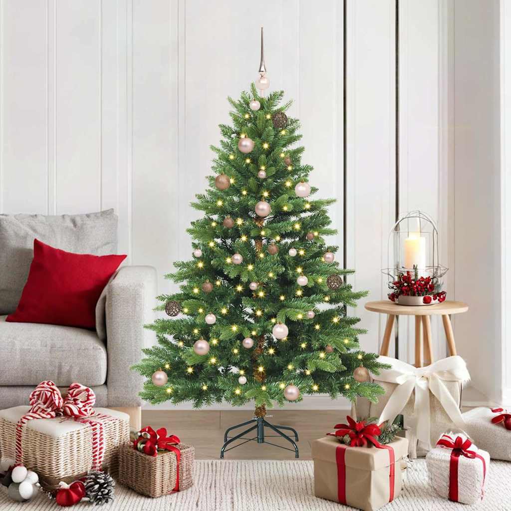 Sztuczna choinka zielona, 150 cm, PE i PCW, z 150 diodami LED o ciepłej białej barwie, 8 trybów, zasilanie USB, do użytku wewnątrz i na zewnątrz, świąteczna dekoracja