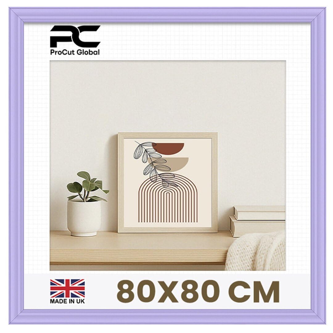 Procut Global 80x80CM Purple Picture Frames - Classic Wooden Photo Frame with Shatterproof Perspex for Wall or Tabletop - Perfect for Posters, Certificates & Prints - Sizes & Colors Available — image 1
