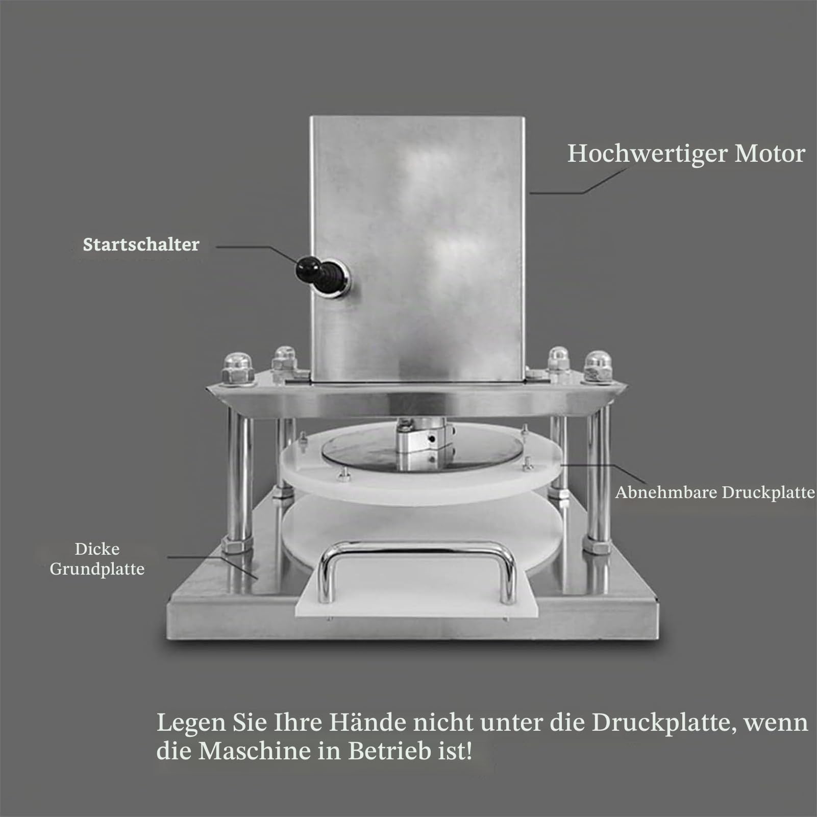 Vollautomatische Teigpresse Elektrisch - Edelstahl Pizza Presse 30cm mit Runder Form, Kommerzielle Ausrollmaschine, Einfache Reinigung Dank, für Pizzerien & Haushaltsproduktion