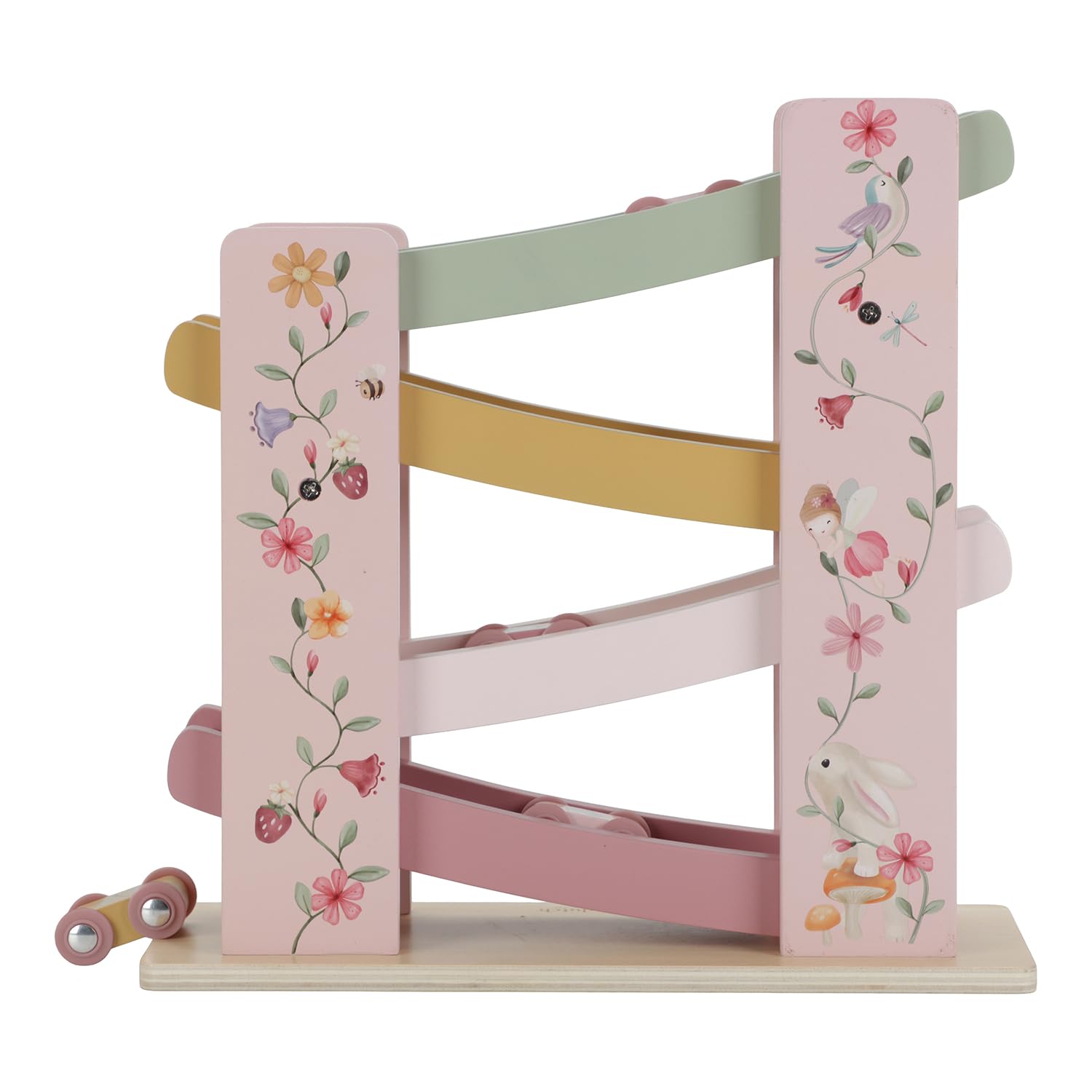 Little Dutch Pista de Carreras de Coches de Juguete de Madera con 3 Coches para Niños Rosa - Fairy Garden