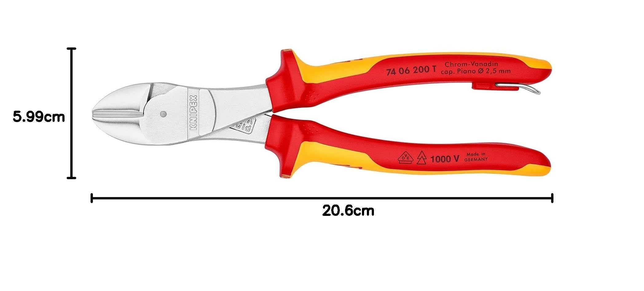KNIPEX Szczypce tnące boczne w blister chromowany izolowane z wielokomponentowymi osłonkami i wbudowanym izolowanym uchwytem do, 74 06 200 T BK