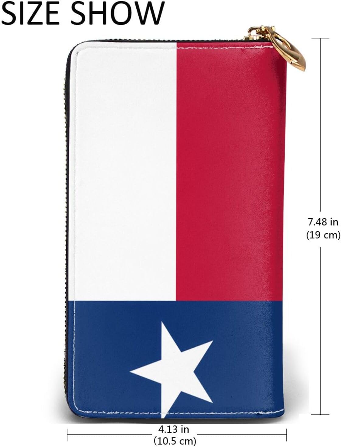 Flag of Texas Long Zip Around Wallet for Women, Large Capacity RFID Leather Wristlet Wallet with 12 Card Slots Coin Purse, Fashion Clutch Purse with Wrist Strap