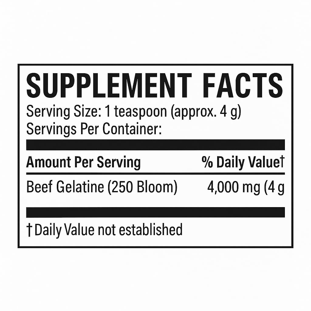 Bœuf Gélatine Poudre 250 Bloom - Gelatus (1kg)