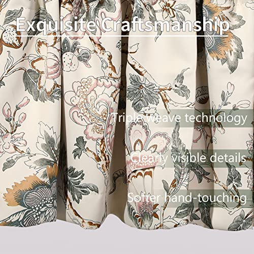 Athootita 2 Panels Curtain Valances For Windows,52In X18In Blackout Window Treatment Valances,Decorative Valances With 1.9In Rod Pockets,Brown Flower #TOP3