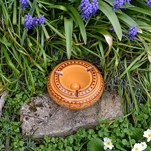 Posacenere Orientale Marrakech Rosso Fatto A Mano – Medio 13 Cm, Con Coperchio Antiodore E Antivento, Lavabile In Lavastoviglie