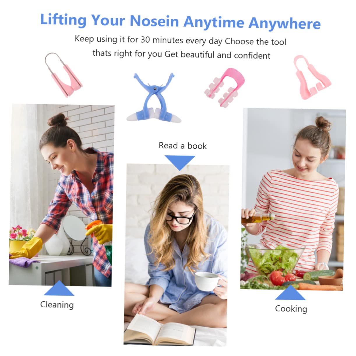 Ipetboom 4pcs Nose Shaping Clips Set for Women Nose up Tool for Lifting and Straightening Beauty Enhancer for Droopy Random Colors