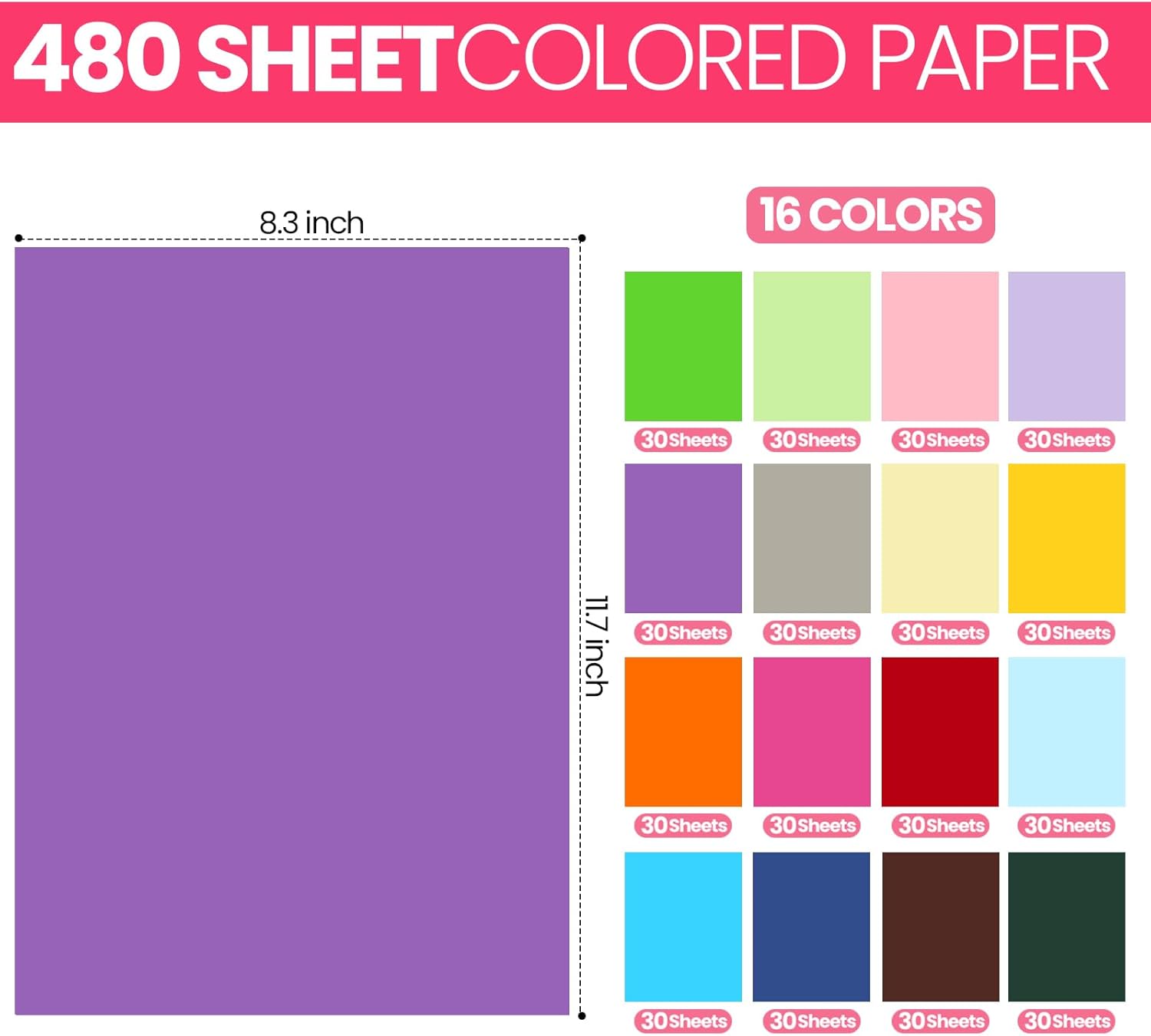 Thenshop 320 Pcs 160 Pcs Cardstock Thick Paper Bulk 16 Assorted Color 250gsm 8.3 x 11.7 A4 Construction Heavy Weight Thick Double Sided Printed Colored Paper for DIY Art Scrapbooking Making Party