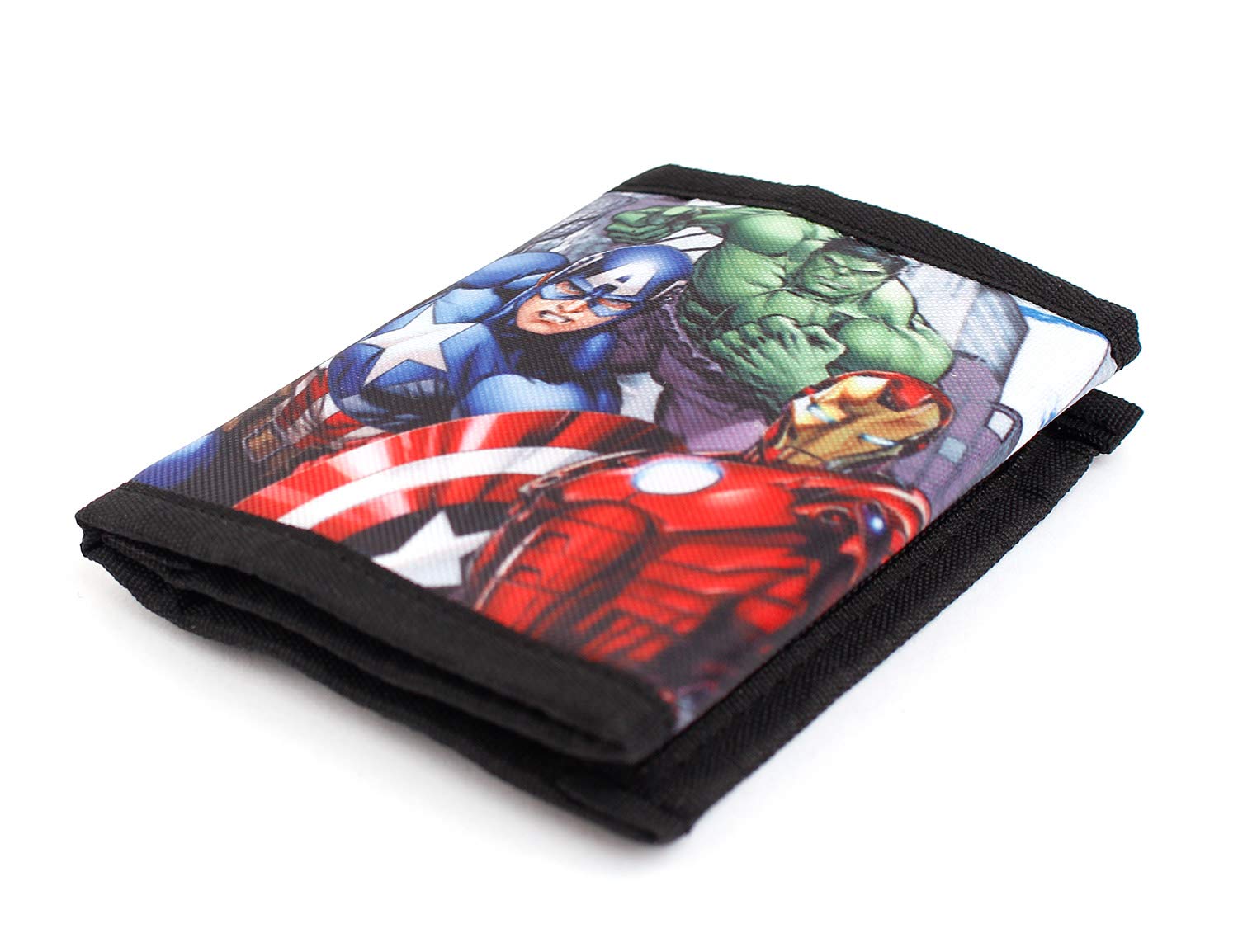 DisneyBagStore Marvel Avengers Super Hero Stuff Comics Trifold Wallet for Boys Children Kids, Black, X-Small
