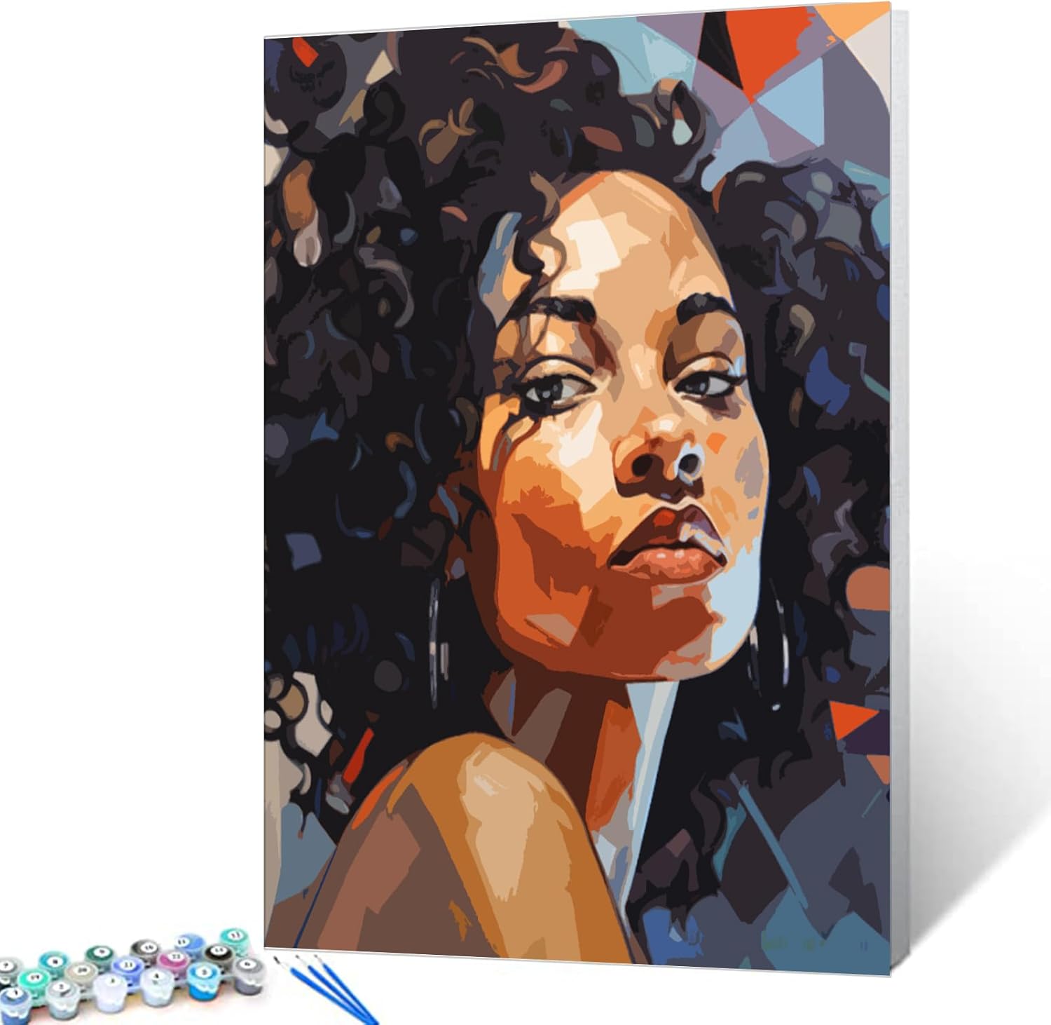 Black Women DIY Paint by Numbers for Adults African American Woman DIY Oil Painting Acrylic Paint Art Graffiti Women Painting Kit Canvas with Acrylic Paints Afro Girl Art 16x20 Inch?DIY Frame ? 16''x20''(DIY Frame) Abstract Women 05