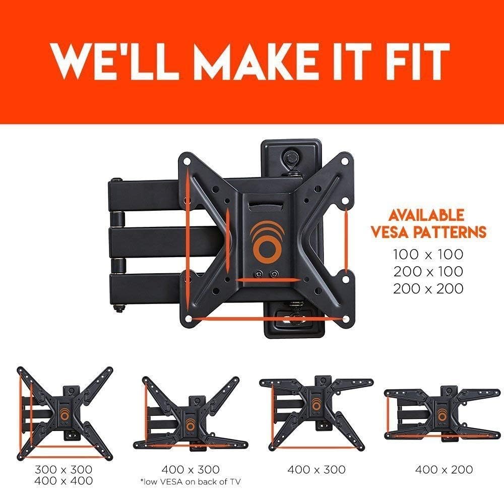 ECHOGEAR Swivel Full Motion TV Wall Mount Bracket for 26-58 Inch TVs – Extend and Tilt Your TV - Easy Single Stud Install