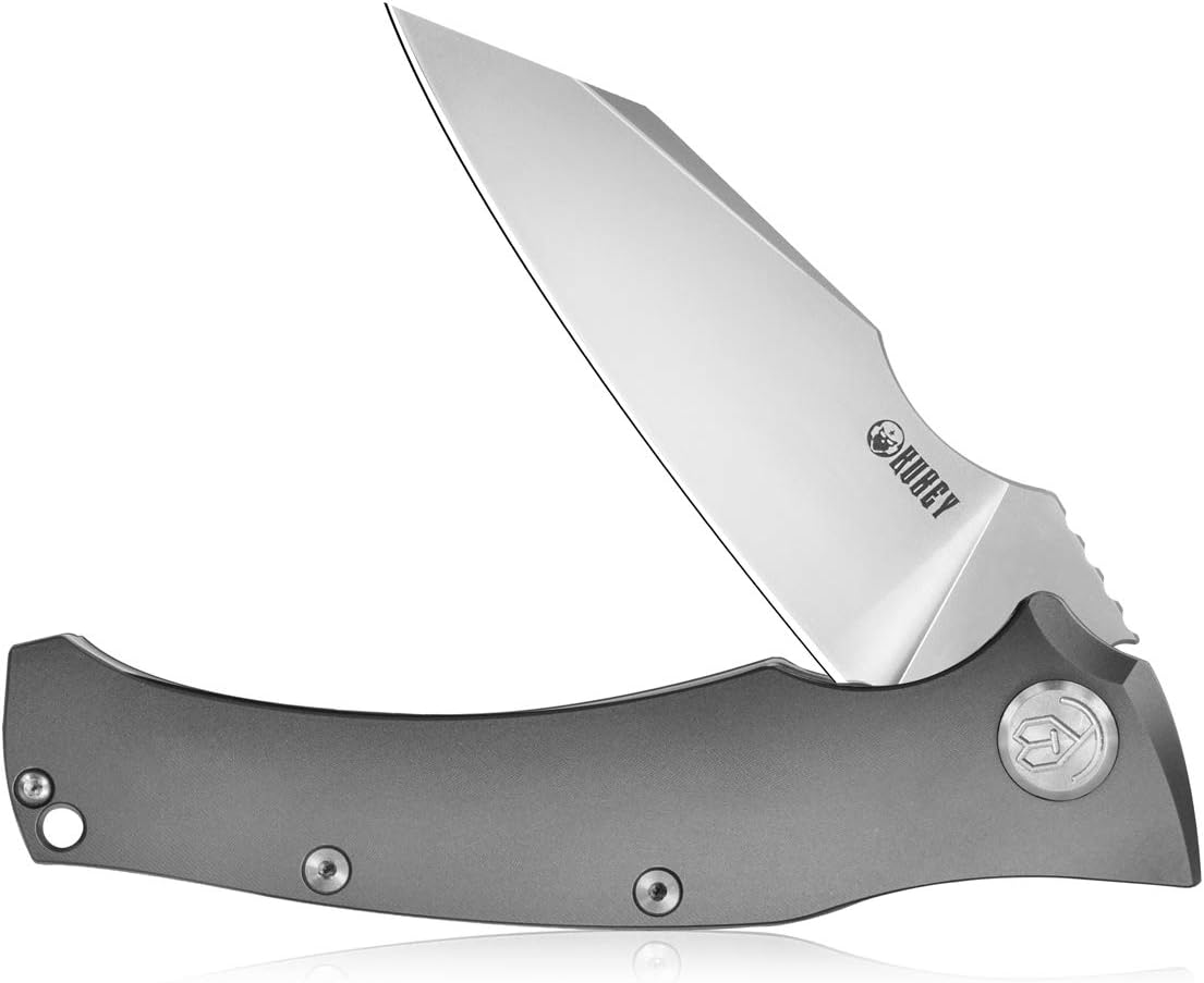 Bеѕt Dеаl 🛒 Kubey KB281 Folding Pocket Knife with 3.94” Sand Blast Tanto Point Blade and CNC Titanium Handle for Everyday Carry, Survival, Outdoor and DIY Activities