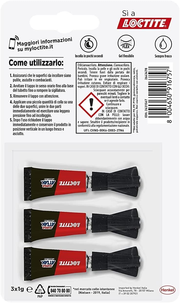 Loctite Super Attak Creative, Colla liquida trasparente con applicatore Loctite Super Attak Creative, Colla liquida trasparente con applicatore