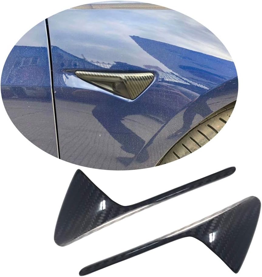 Side Camera Protective Cover fits Tesla Model 3 Sedan 2016-2022 Factory Outlet Real Carbon Fiber CF Front Side Light Lamp Strip Exterior Decoration Accessories
