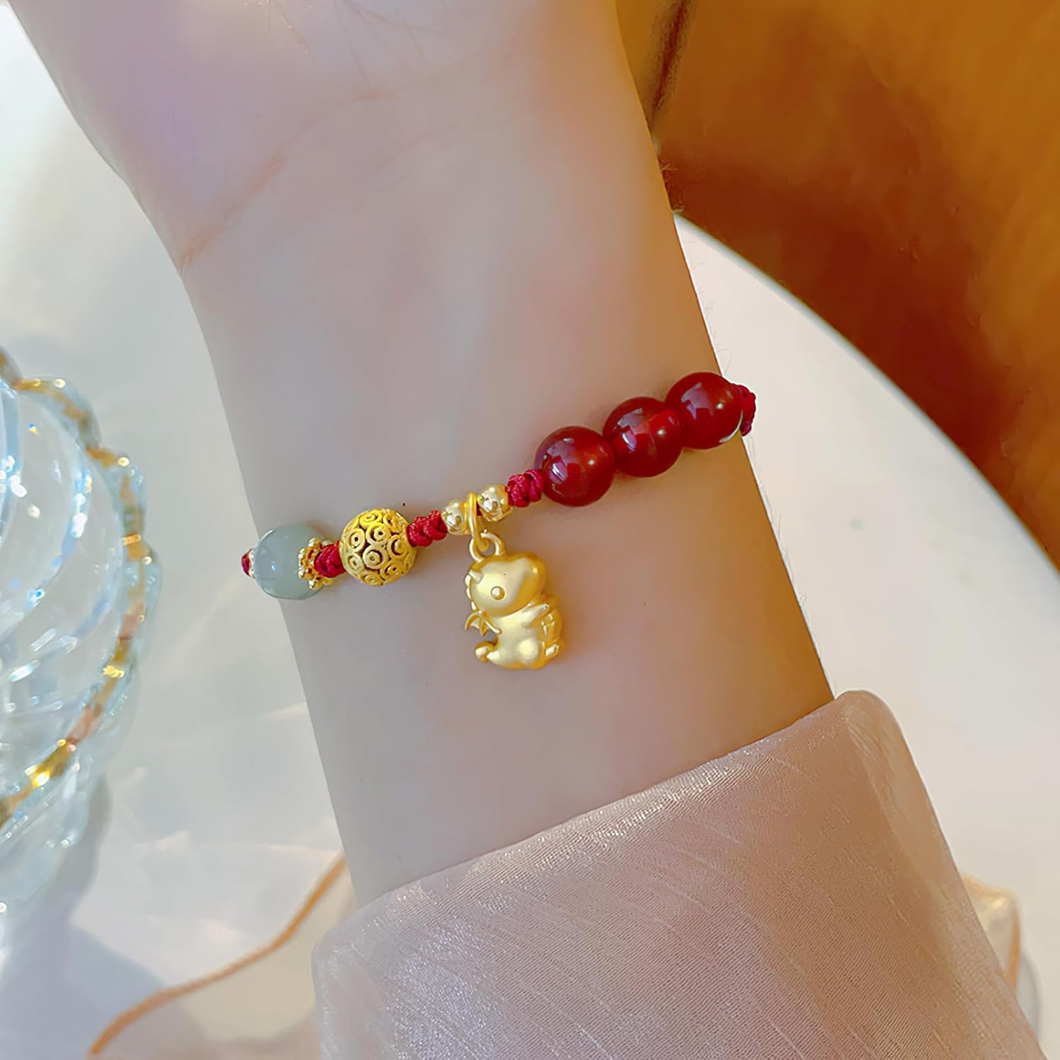 Eymi Adjustable Red String Bracelets Chinese Zodiac Animal Sign 2024 New Year Lucky Dragon Charm Bracelet for Women - Image 2