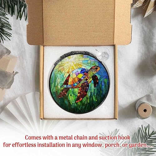 Miniatura 5 de Adornos de tortuga marina con vitrales, regalos de decoración de tortugas marinas para mujeres, hombres, amantes de los animales, decoraciones