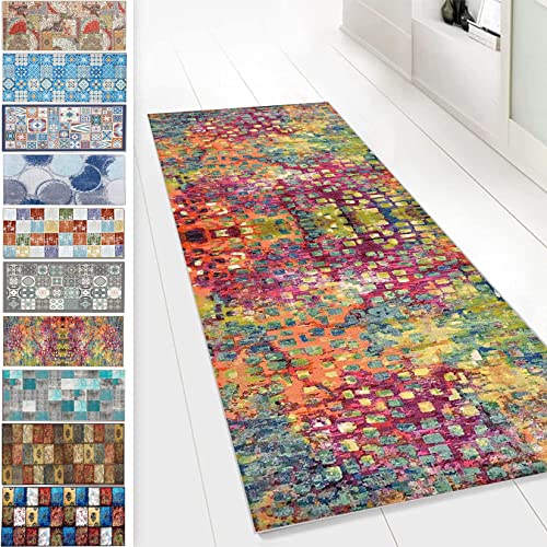 Teppich Läufer Tepiche 120x140cm Waschbar Wasserdicht Robust Schmutzfänger Anpassbar Moderner Wohnteppich für Eingang, Haustür, Flur, Küche, Schlafzimmer, F Cover