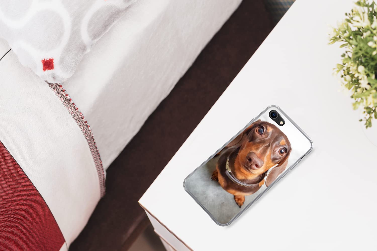 MuchoWow Funda para iPhone SE 2020 - Primer Plano de la Cabeza de un Perro Salchicha - Funda de Silicona/Funda Blanda para teléfono móvil