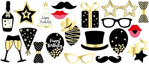 Miniatura 6 de La lámina dorada de feliz cumpleaños para 30 invitados, color negro y dorado, incluye paquete completo de fiesta de 9 pulgadas, platos de papel de